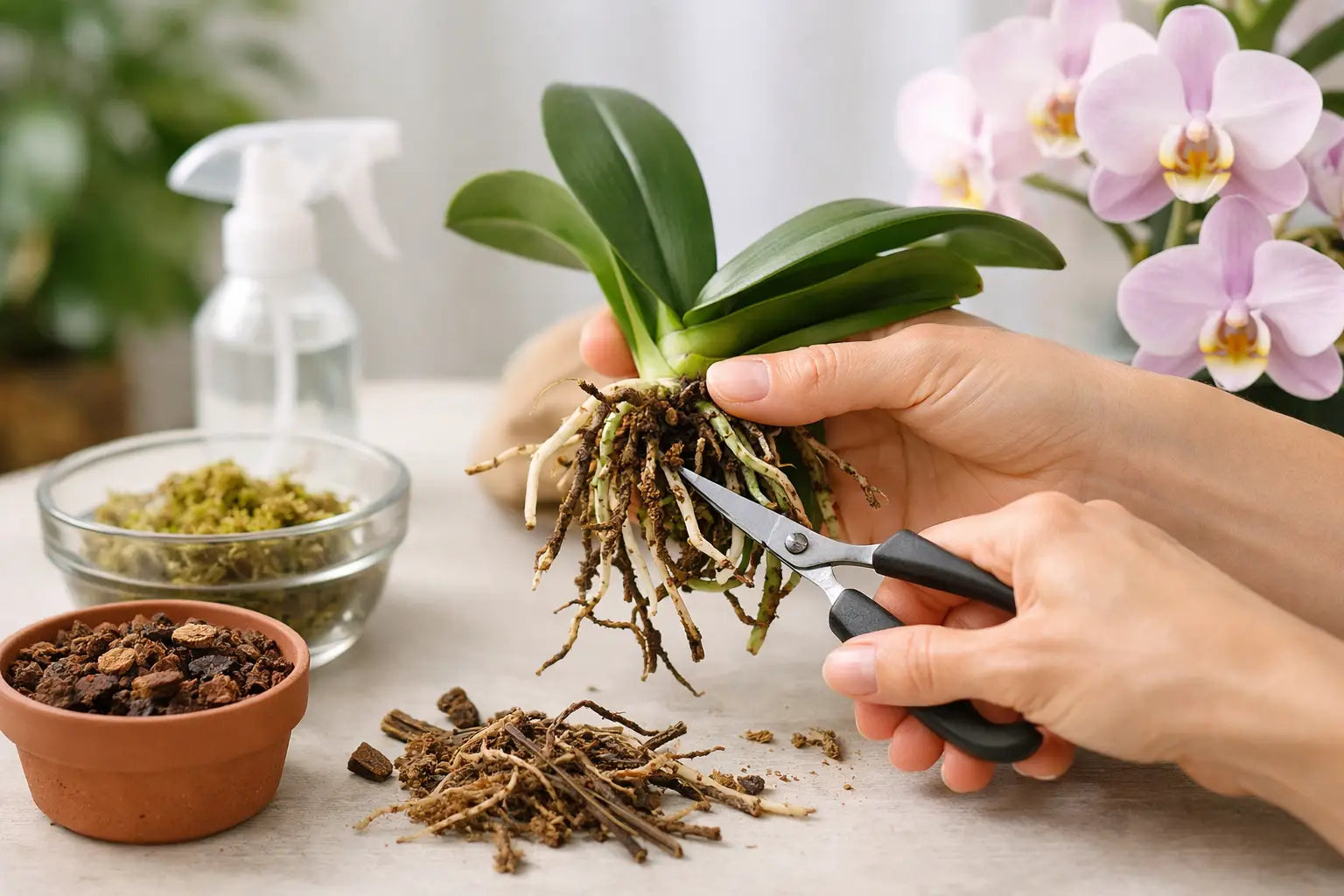 Cómo rescatar raíces de orquídea paso a paso