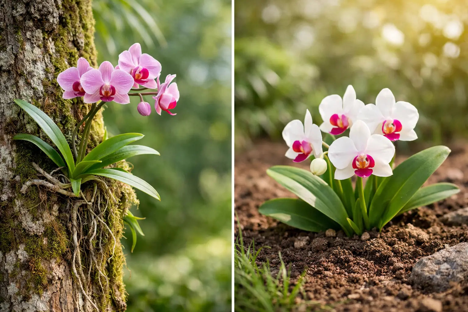 Diferencia entre orquídeas epífitas y terrestres